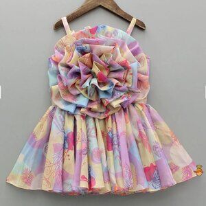 Printed Multicolour Sleeveless Strappy Dress